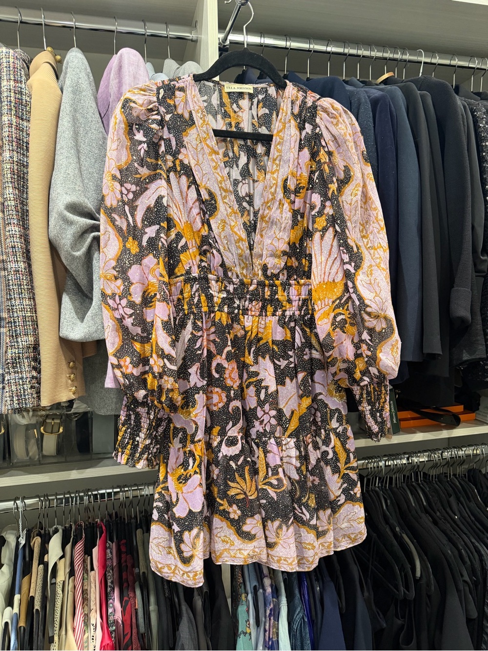 Ulla Johnson Silk Lurex Floral Mini Dress